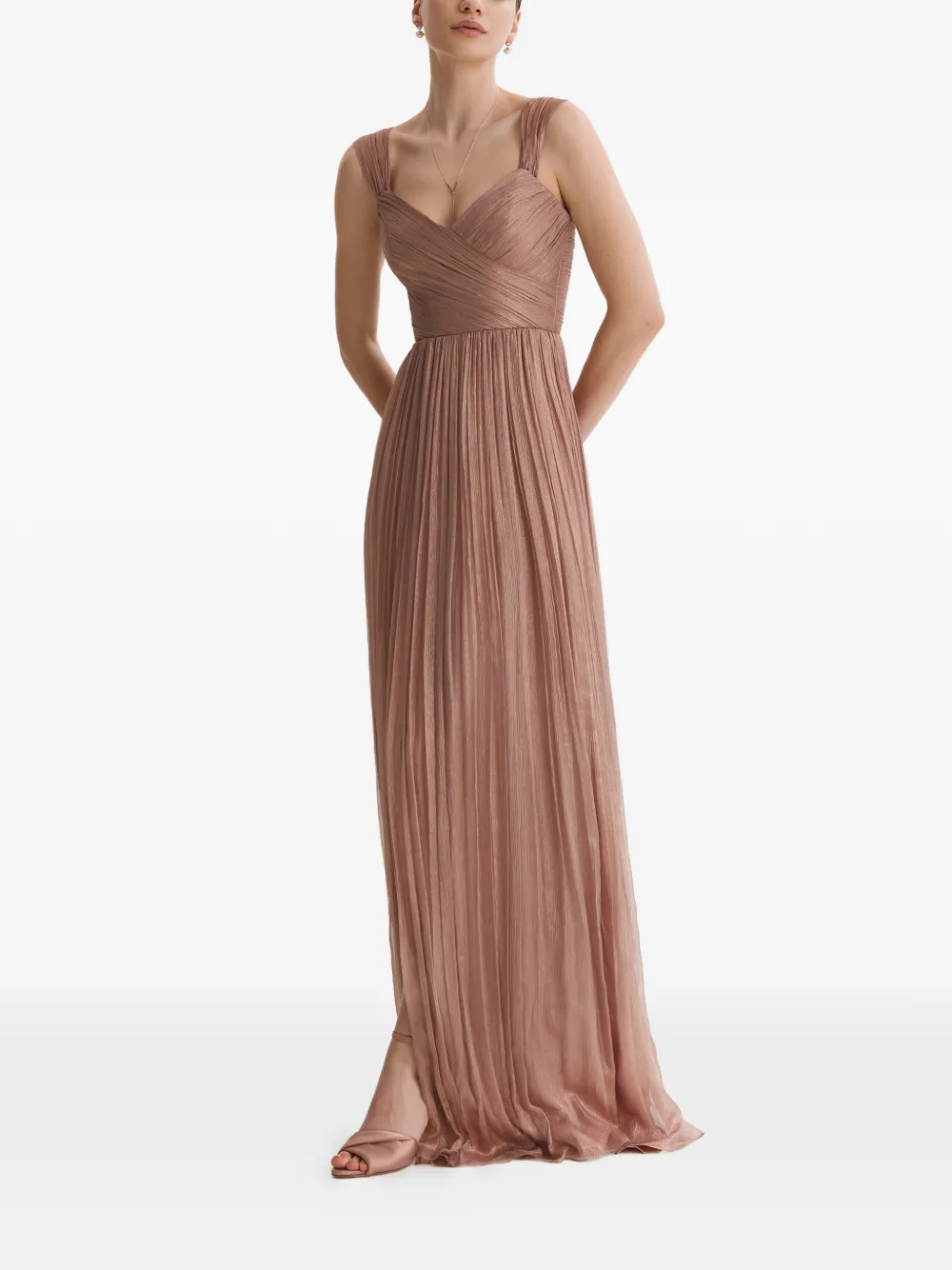 FRAMBOISE Kiros plissé lace-up maxi dress - Rosa
