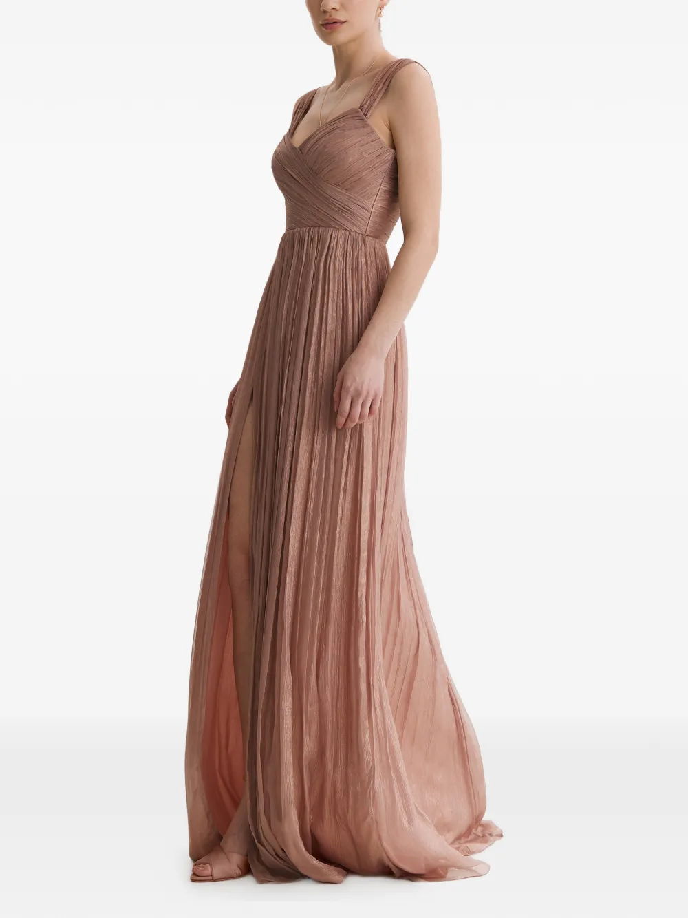 FRAMBOISE Kiros plissé maxi-dress met veters Roze
