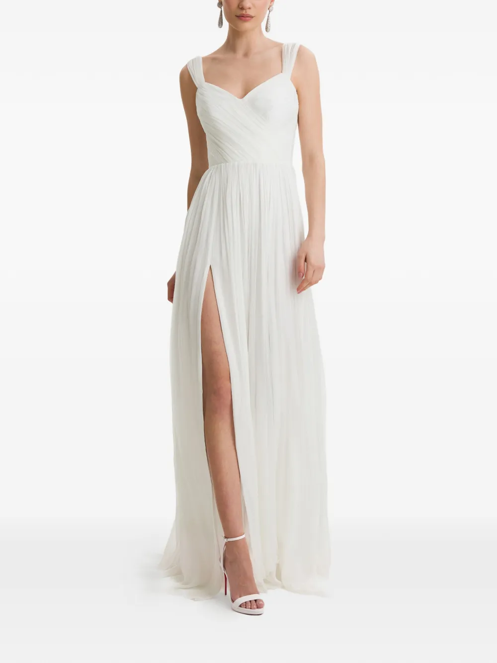 FRAMBOISE Delano pleated lace-up maxi dress