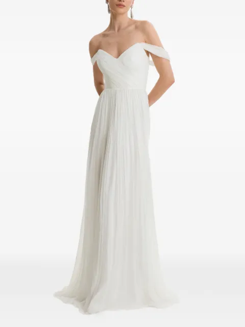 FRAMBOISE Kester pleated off-shoulder maxi dress