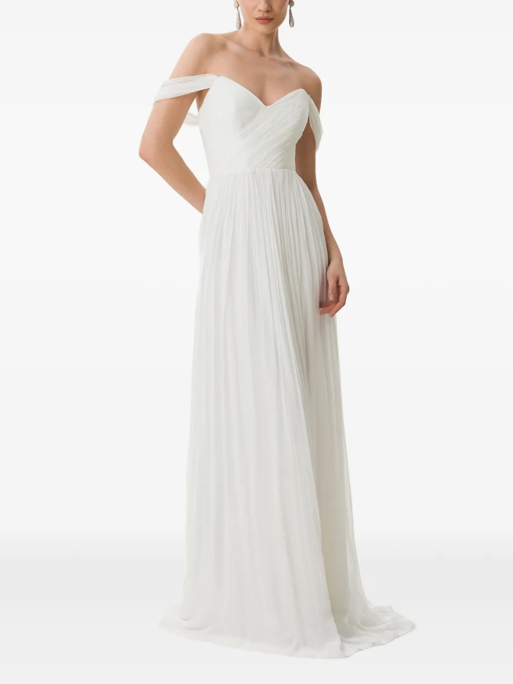 FRAMBOISE Kester geplooide off-shoulder maxi-dress Wit
