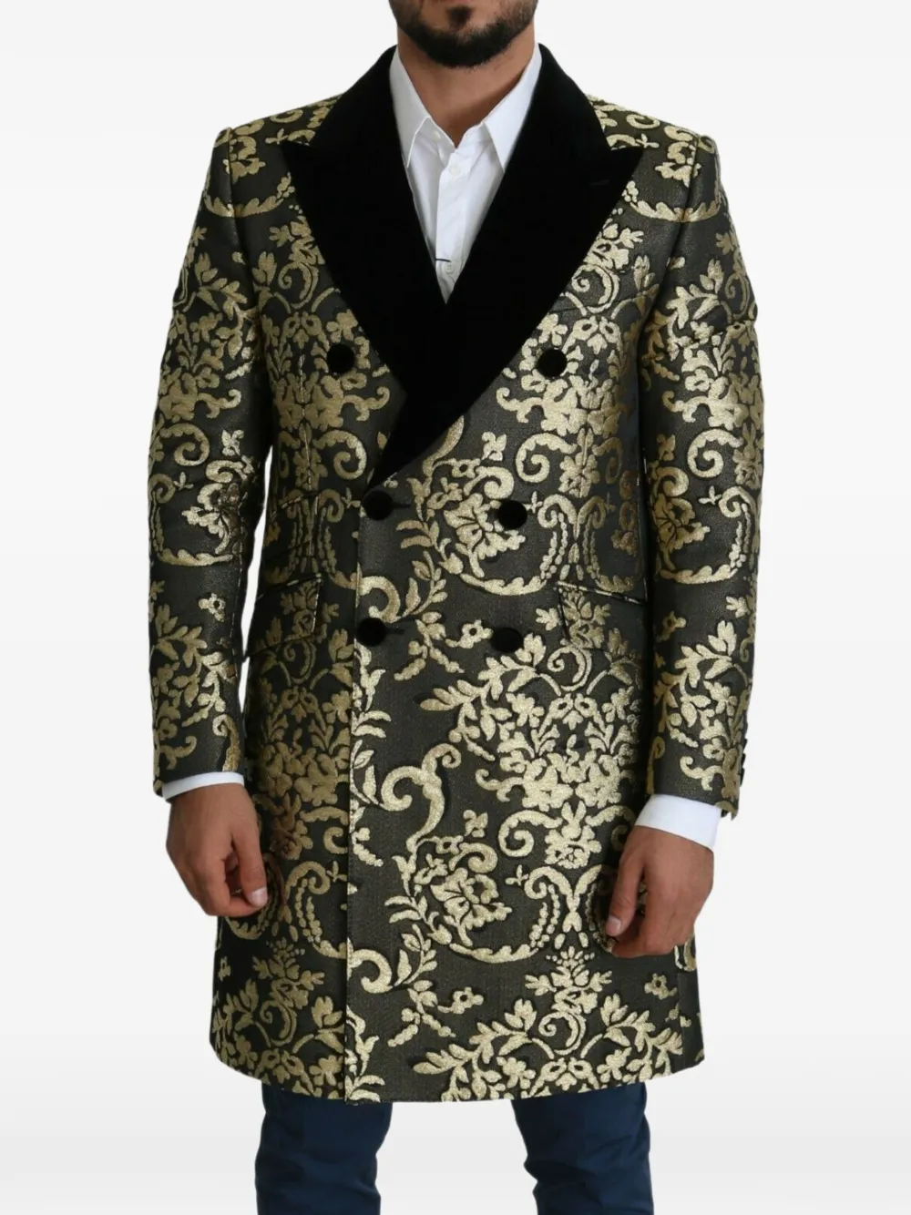 Dolce & Gabbana Sicilia baroque-pattern brocade coat - Nero