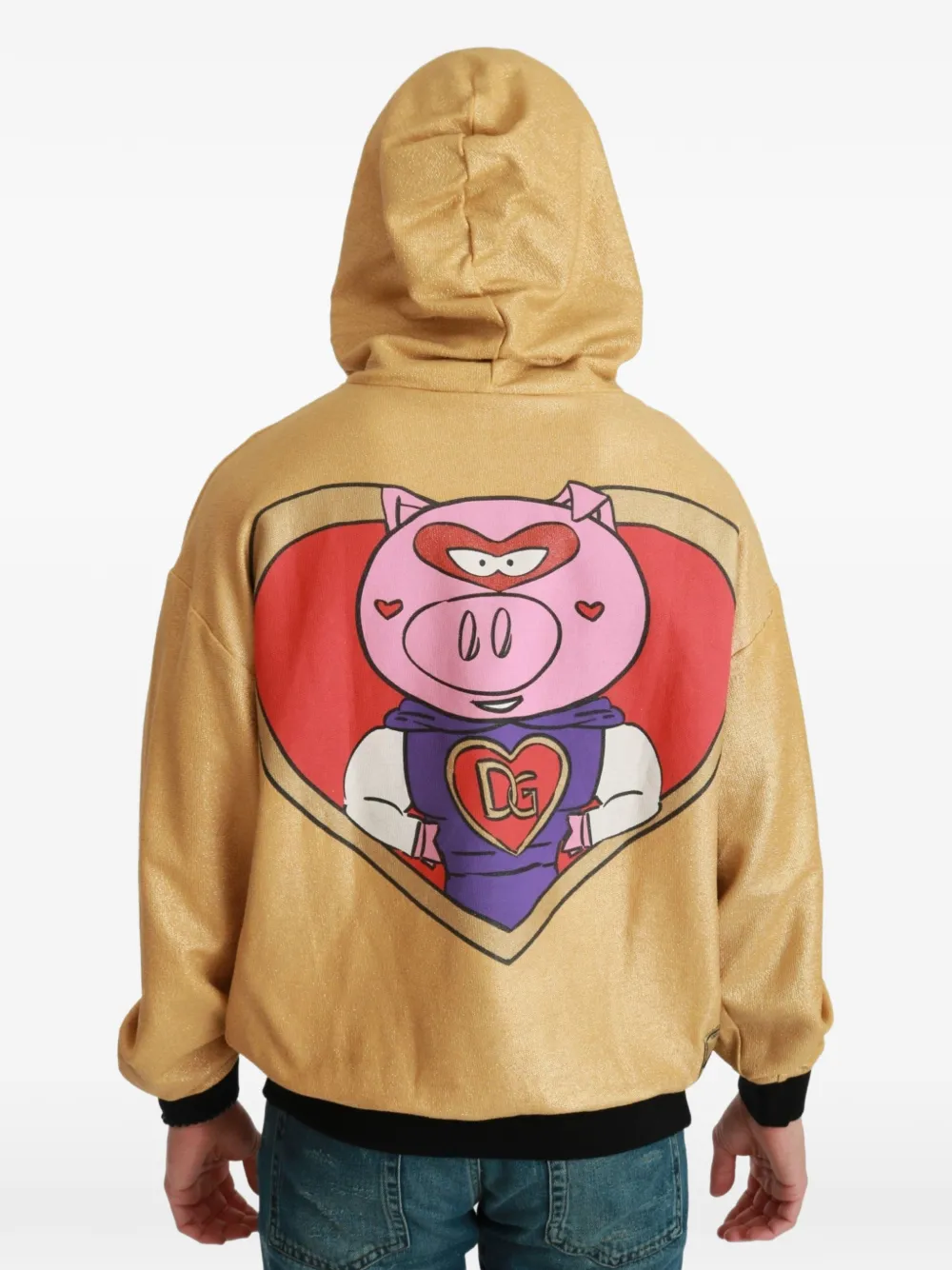 Dolce & Gabbana Hoodie met glitter afwerking en print Geel