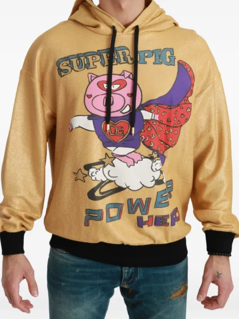 Dolce & Gabbana glitter-finish graphic-print hoodie