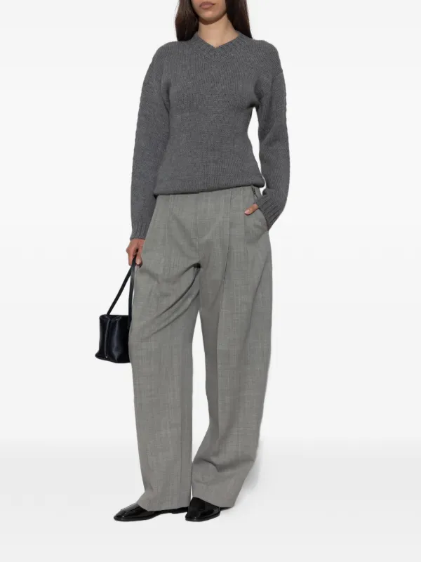 JIL SANDER グレー Vネック セーター Jil Sander リブニット Vネックセーター | グレー | FARFETCH JP