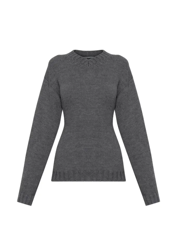 Jil Sander リブニット Vネックセーター | グレー | FARFETCH JP
