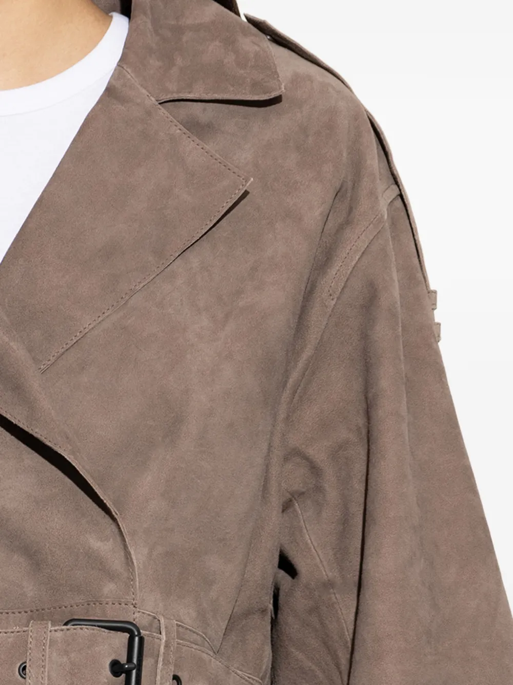 AllSaints Ophelia cropped jack met ceintuur Bruin