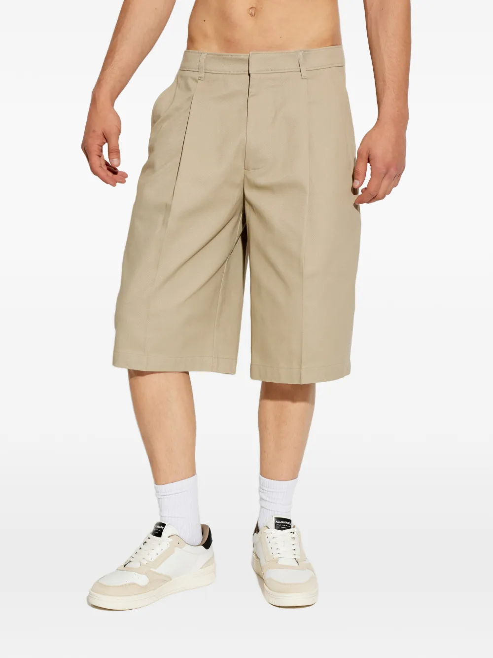 AllSaints Castro shorts met plooien Beige
