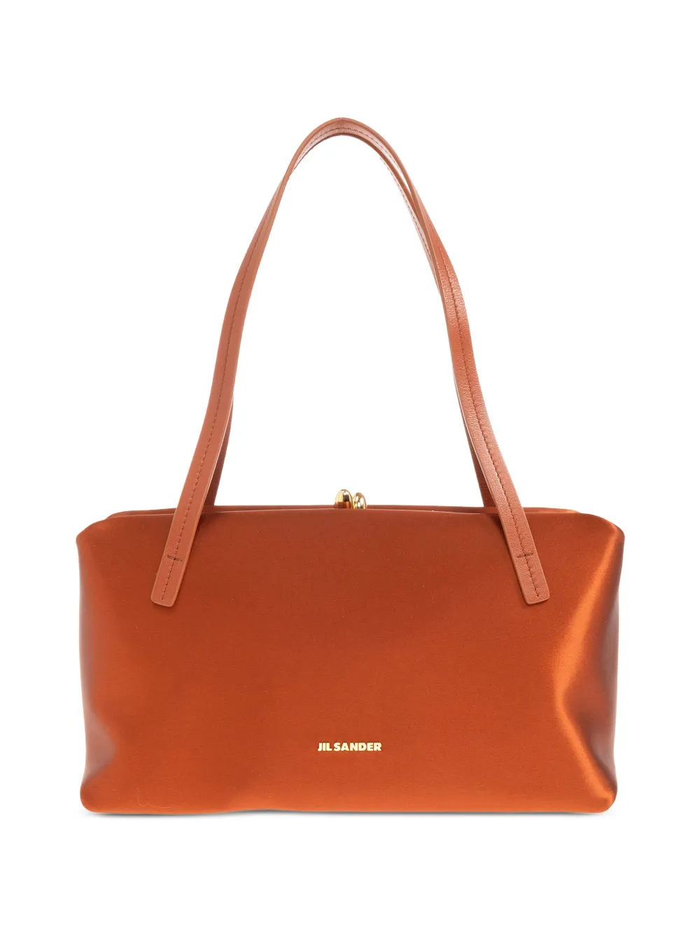 Jil Sander satin-finish kiss-lock tote bag - Marrone