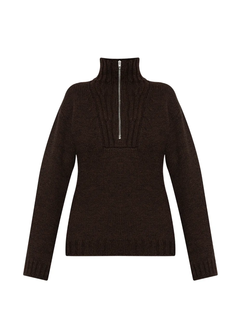 Jil Sander half-zip ribbed-knit sweater - Braun