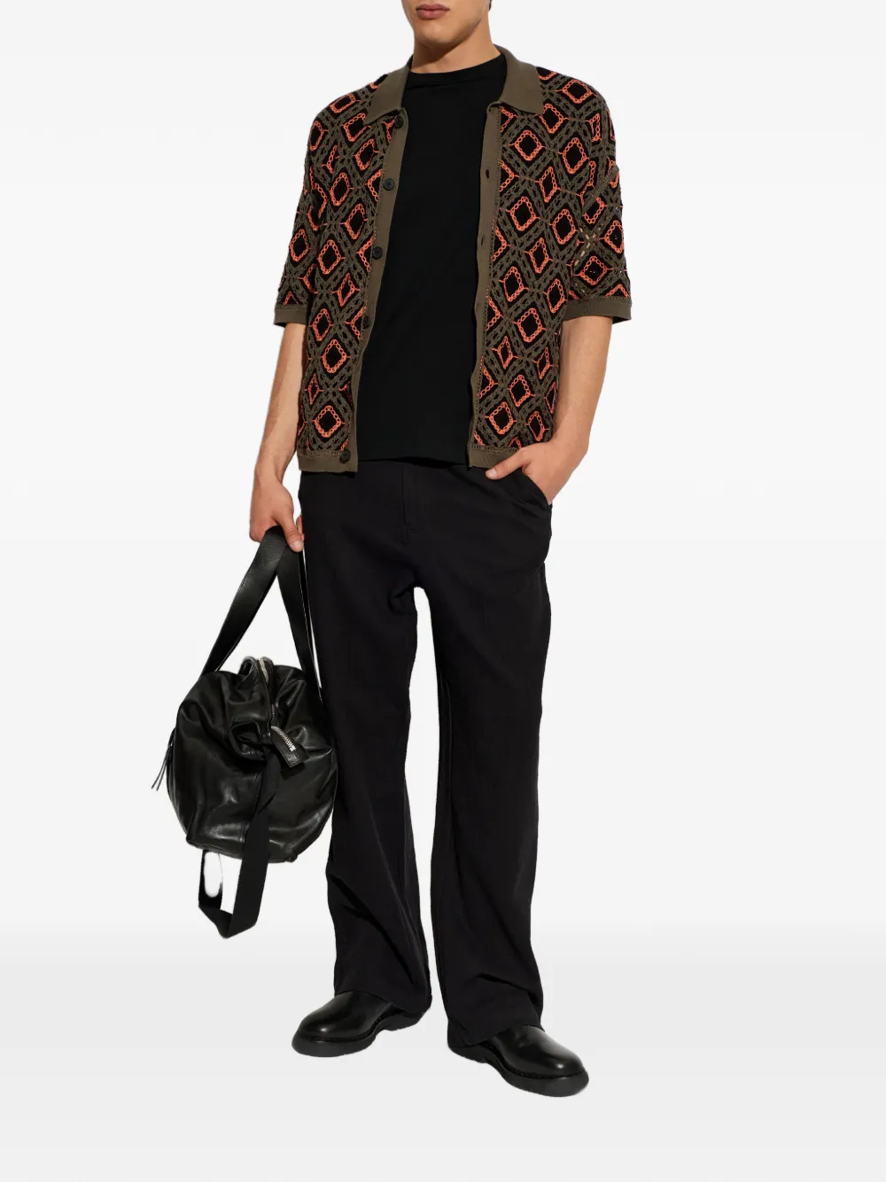 AllSaints Taiko broek met textuur Zwart