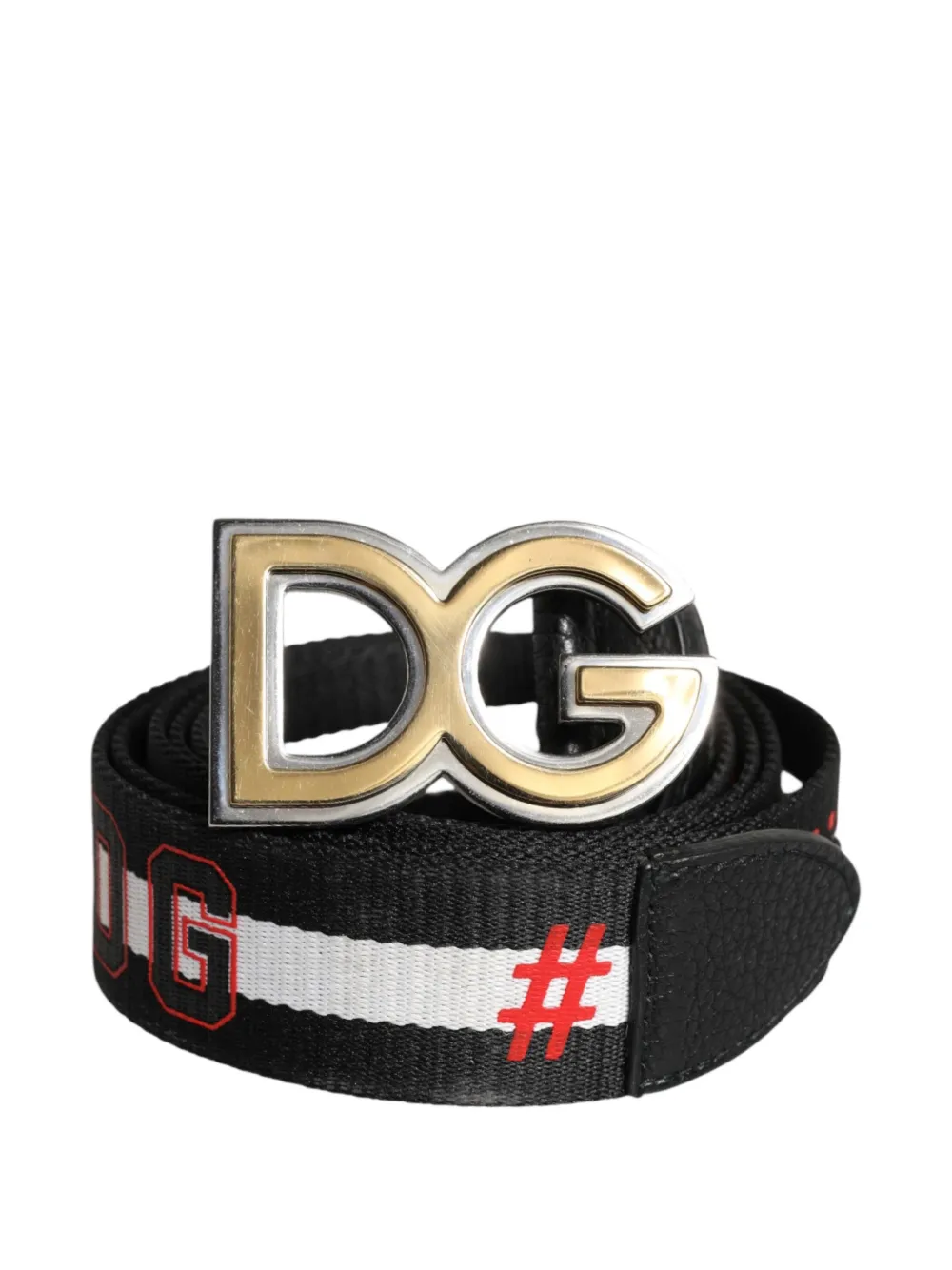 Dolce & Gabbana logo-buckle striped belt - Schwarz