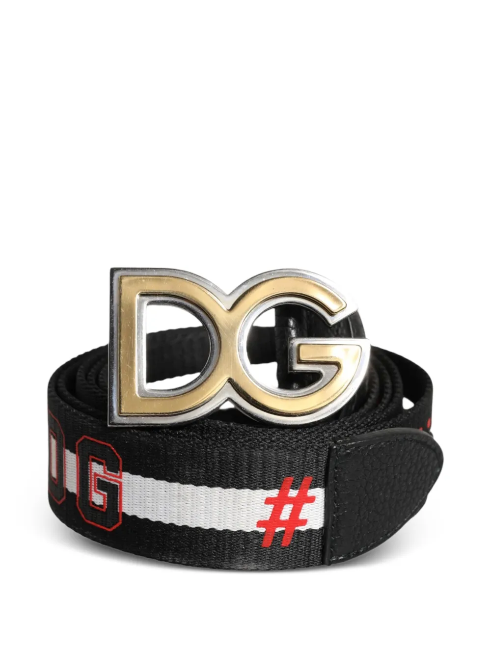 Dolce & Gabbana logo-buckle striped belt - Nero