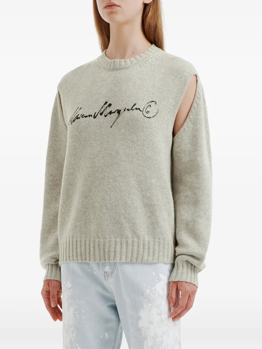MM6 Maison Margiela Handgeschreven gebreide trui Grijs