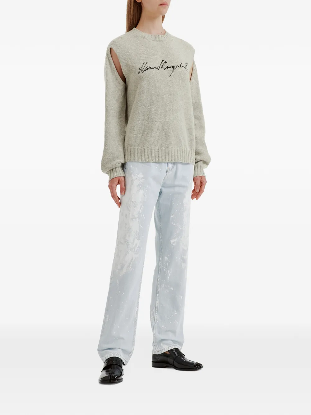 MM6 Maison Margiela Handgeschreven gebreide trui Grijs