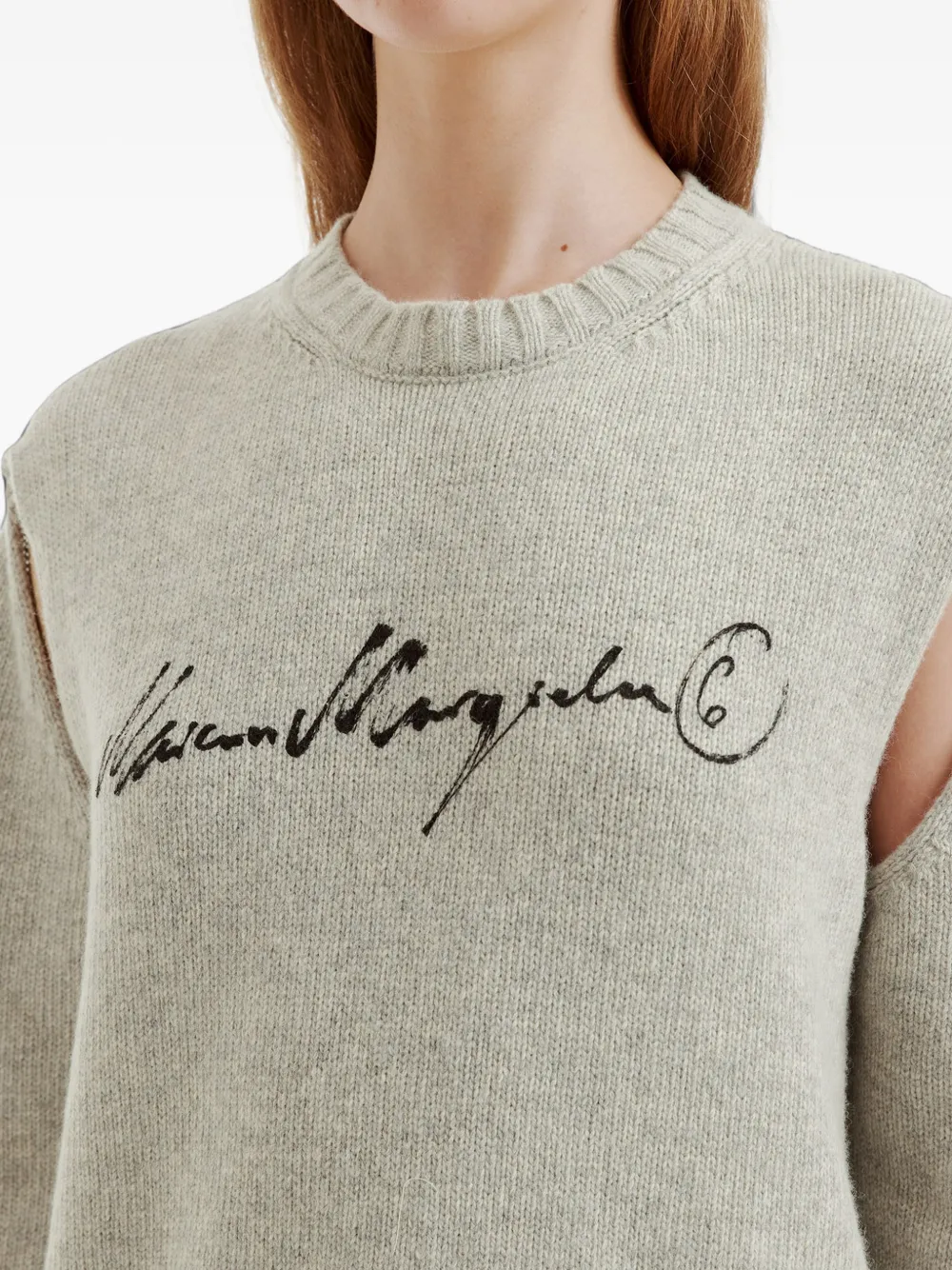 MM6 Maison Margiela Handgeschreven gebreide trui Grijs
