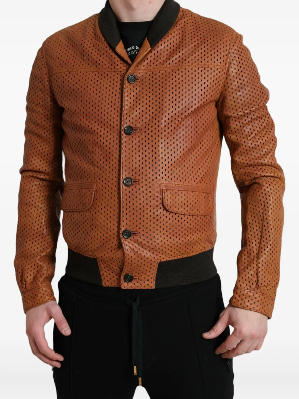 Dolce & Gabbana perforated leather jacket - Braun