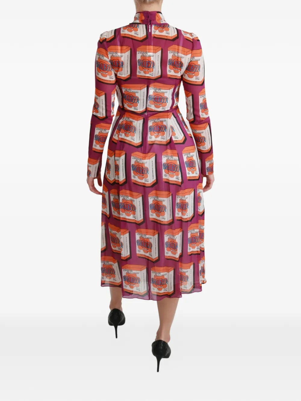 Dolce & Gabbana Zijden midi-jurk met print Paars