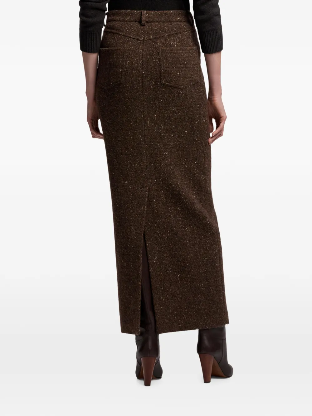 Ralph Lauren Collection Maxi-rok met vijf zakken en tweed-effect Bruin