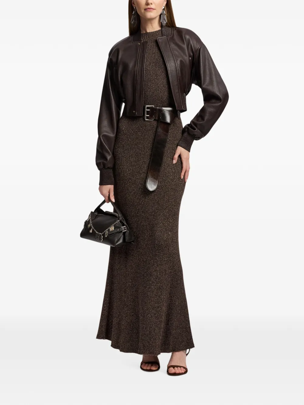 Ralph Lauren Collection Noland cropped leren jack Bruin