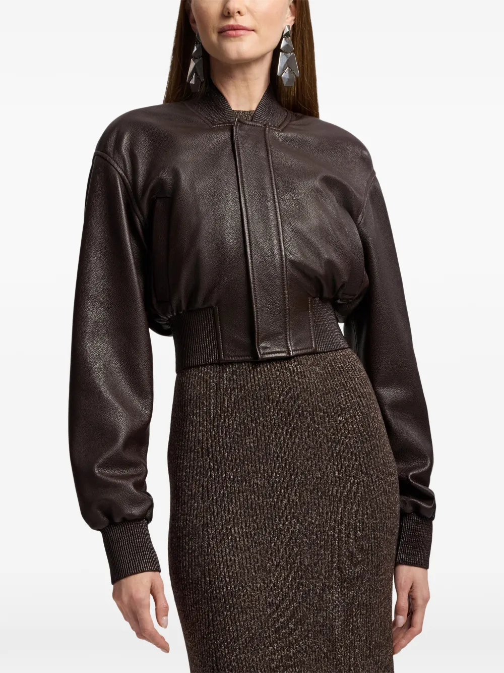 Ralph Lauren Collection Noland cropped leren jack Bruin