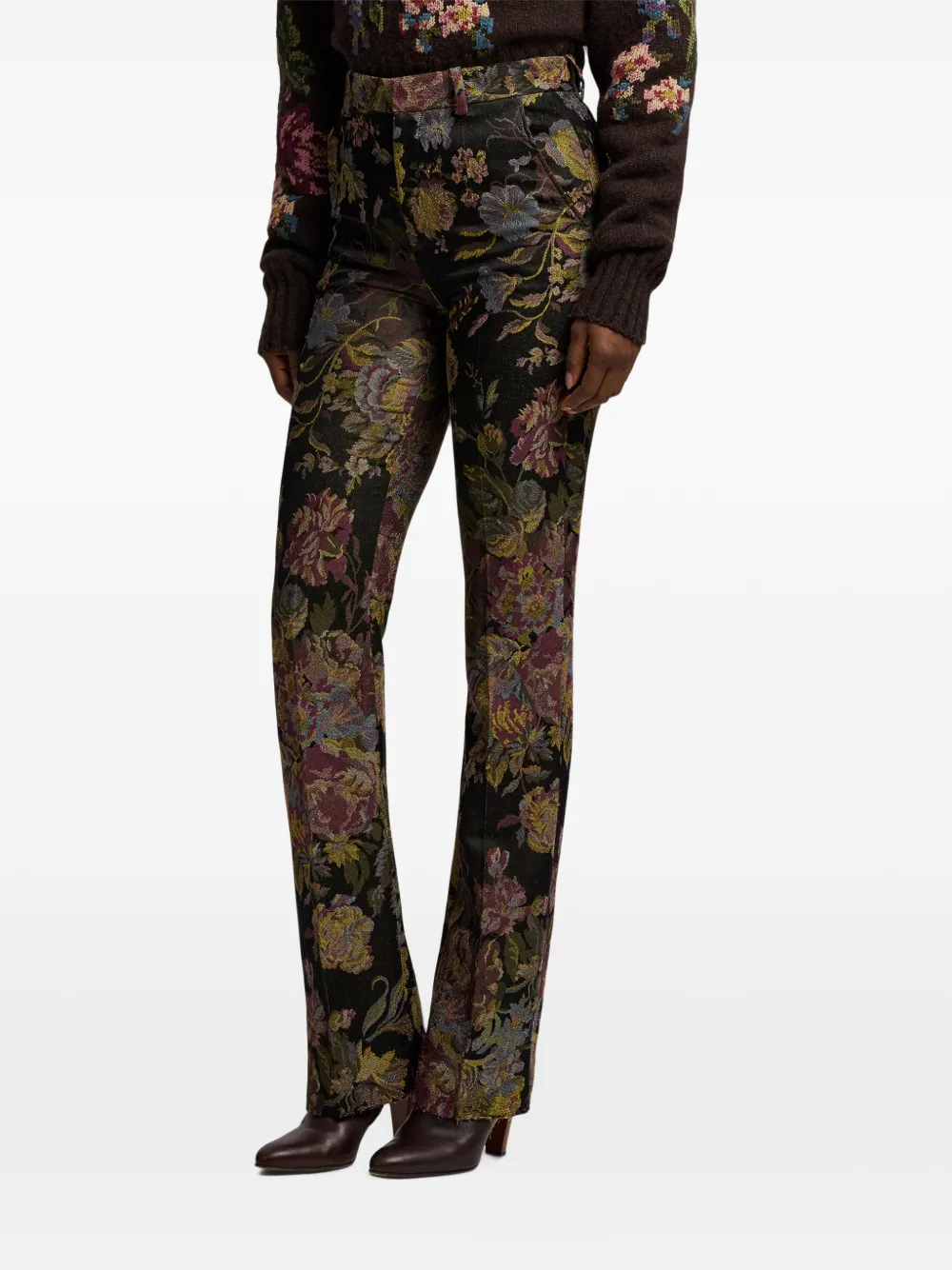 Ralph Lauren Collection Wrigley II broek met bloemen-jacquard Zwart