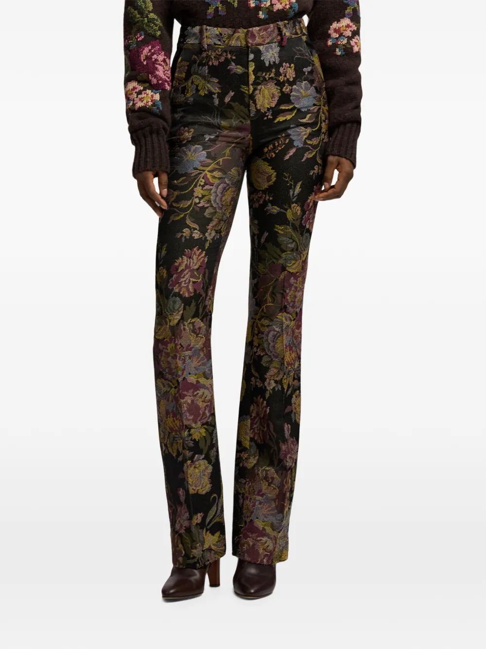 Ralph Lauren Collection Wrigley II broek met bloemen-jacquard Zwart