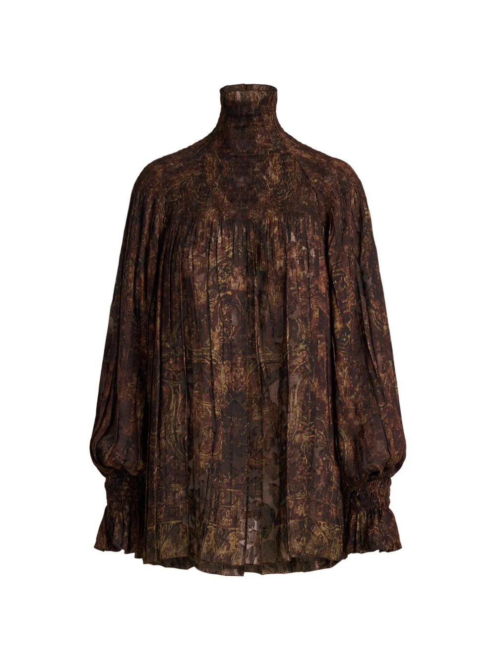 Ralph Lauren Collection Gesmokte Maddison Bluse mit Paisley-Print - Braun