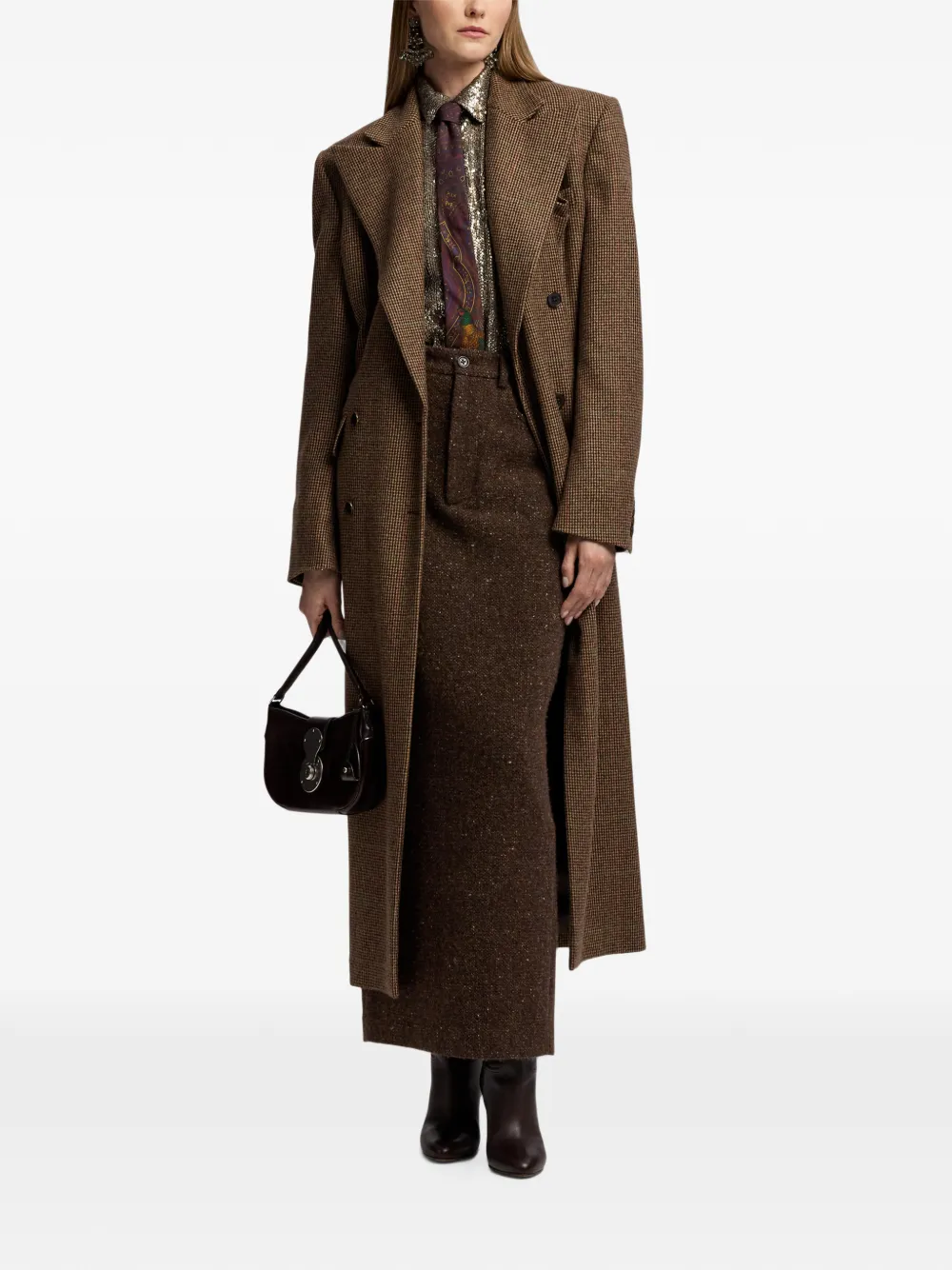 Ralph Lauren Collection Reice zijden blouse verfraaid met pailletten Bruin