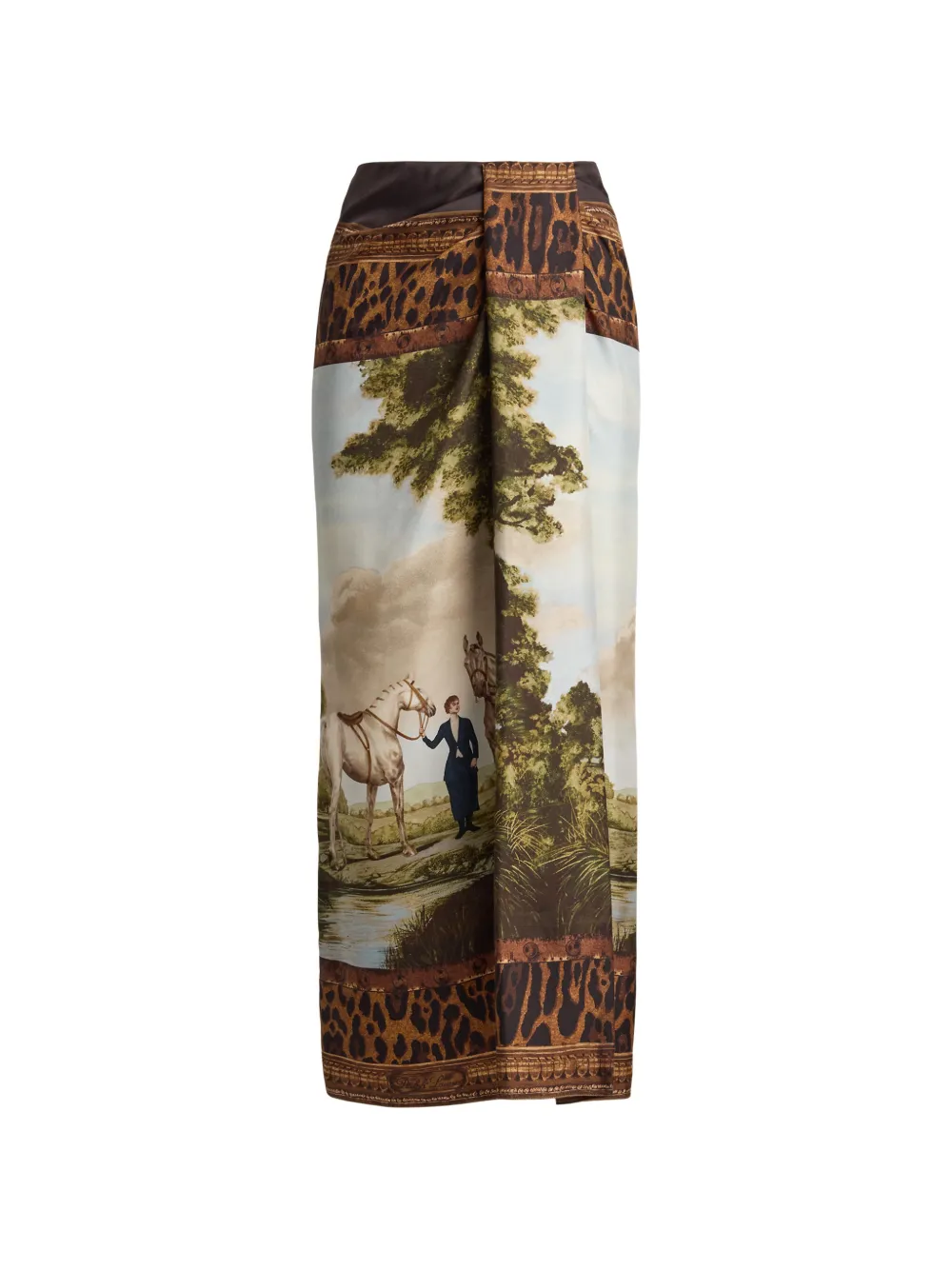 Ralph Lauren Collection Gonna midi Debbie in seta - Marrone