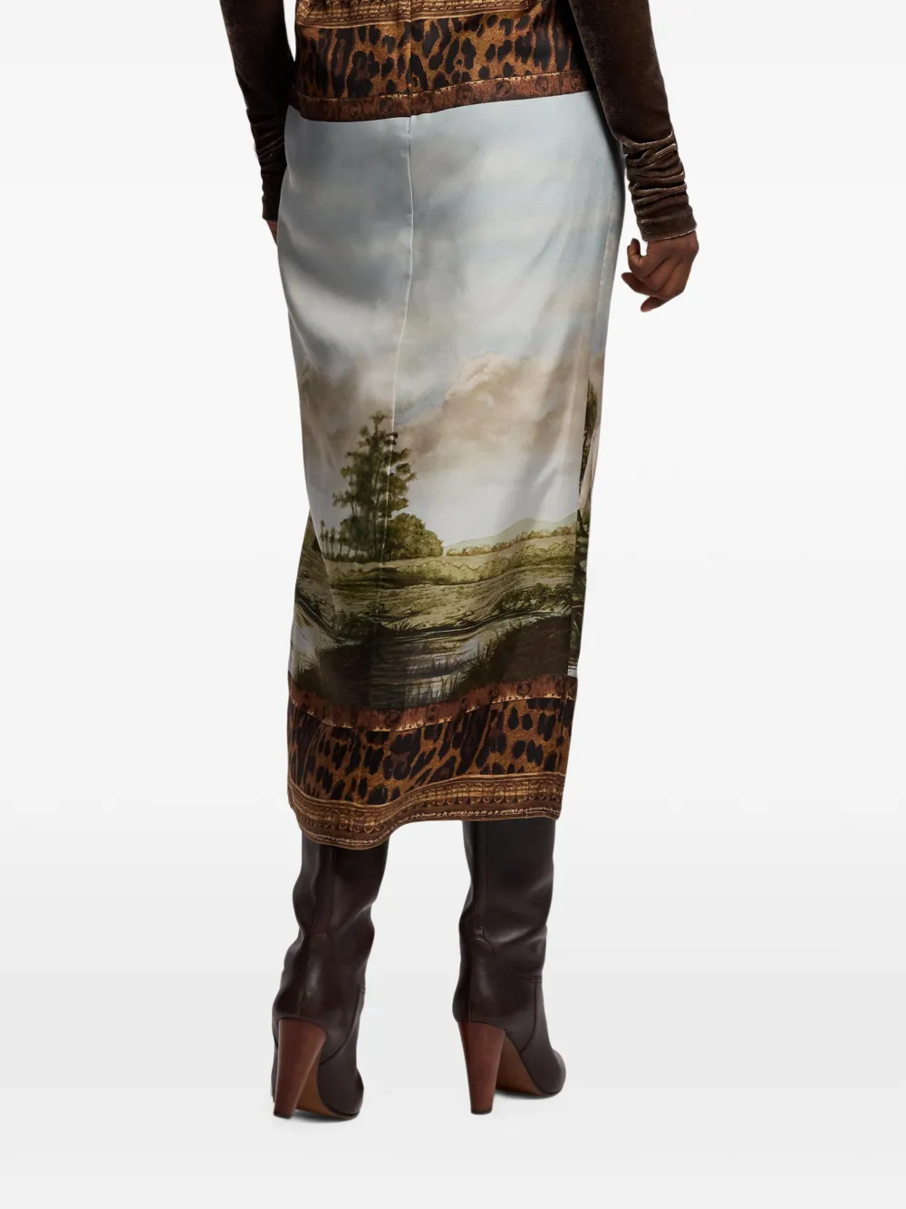Ralph Lauren Collection Debbie zijden midi-rok met print Bruin
