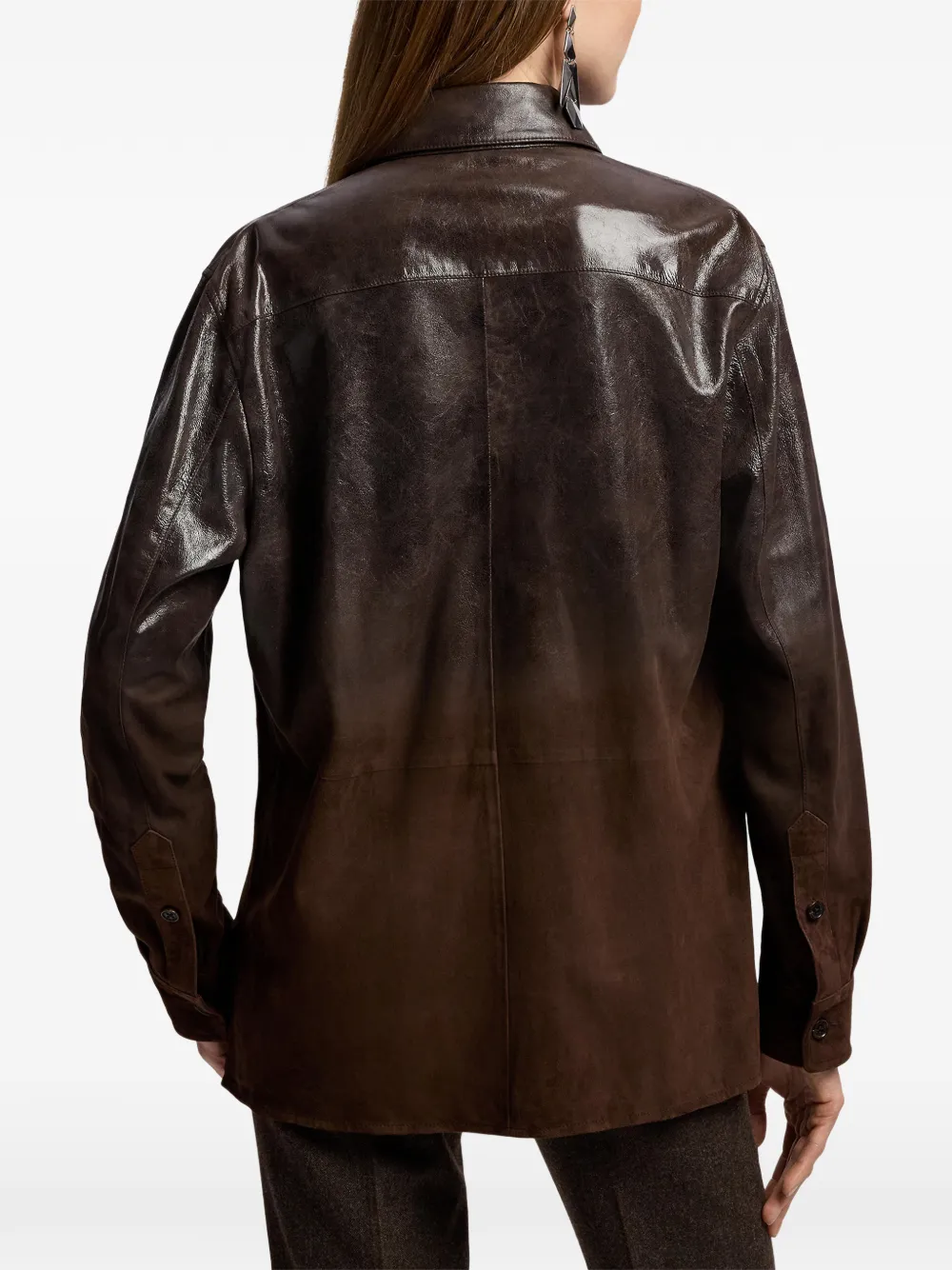 Ralph Lauren Collection Landry degradé suède blouse Bruin