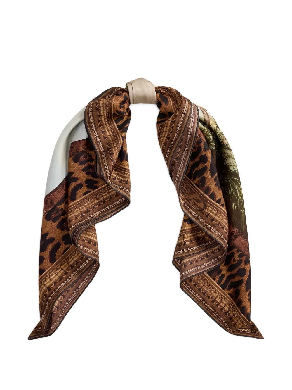 Ralph Lauren Collection Zijden sjaal met print Bruin