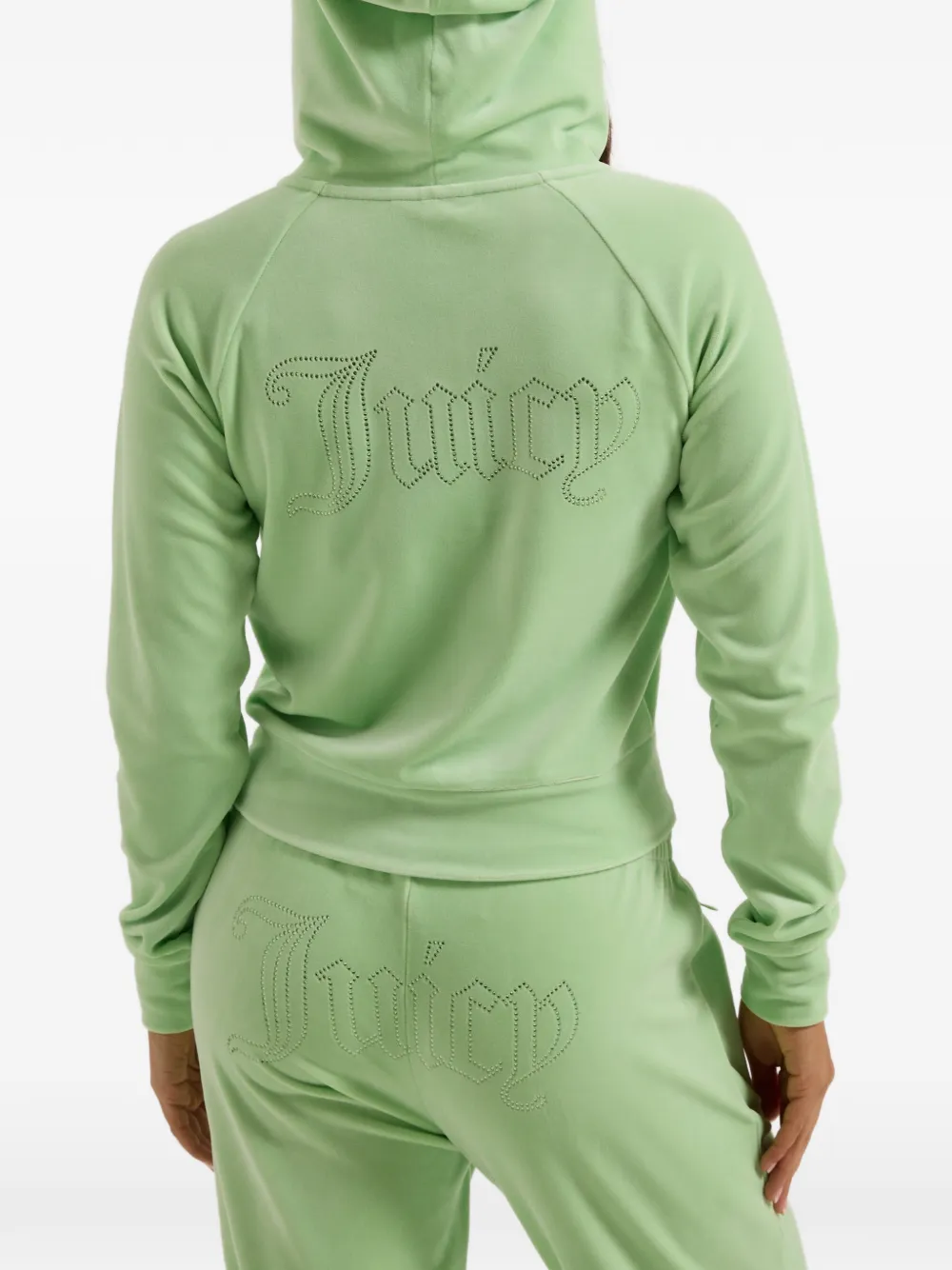 Juicy Couture Diamanté fluwelen hoodie met rits Groen