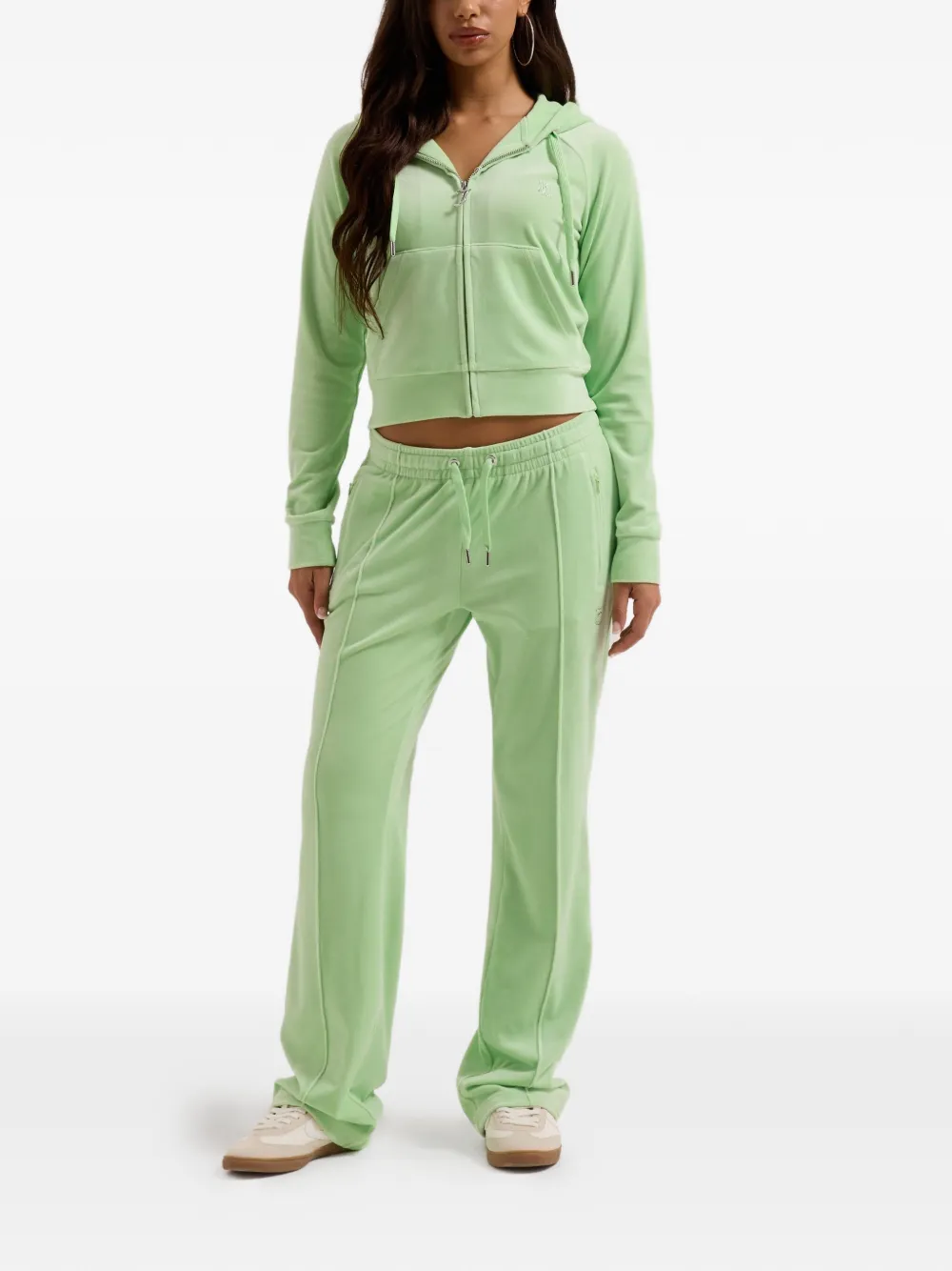 Juicy Couture Diamanté fluwelen hoodie met rits Groen