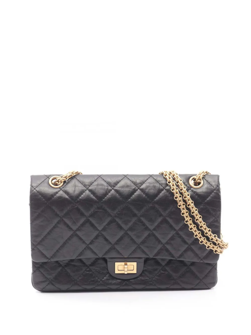 CHANEL Pre-Owned 2019 Quilted Aged Calfskin Reissue 2.55 Double Flap 226 shoulder bag - Nero
