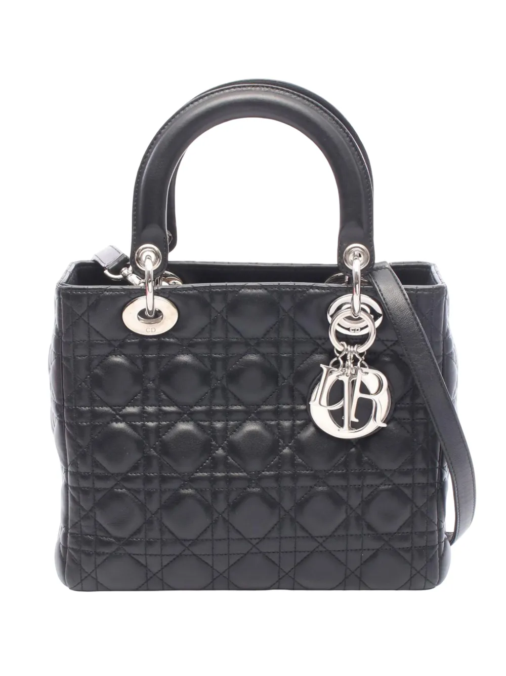Christian Dior Pre-Owned 2012 Medium Lambskin Cannage Lady Dior satchel - Black