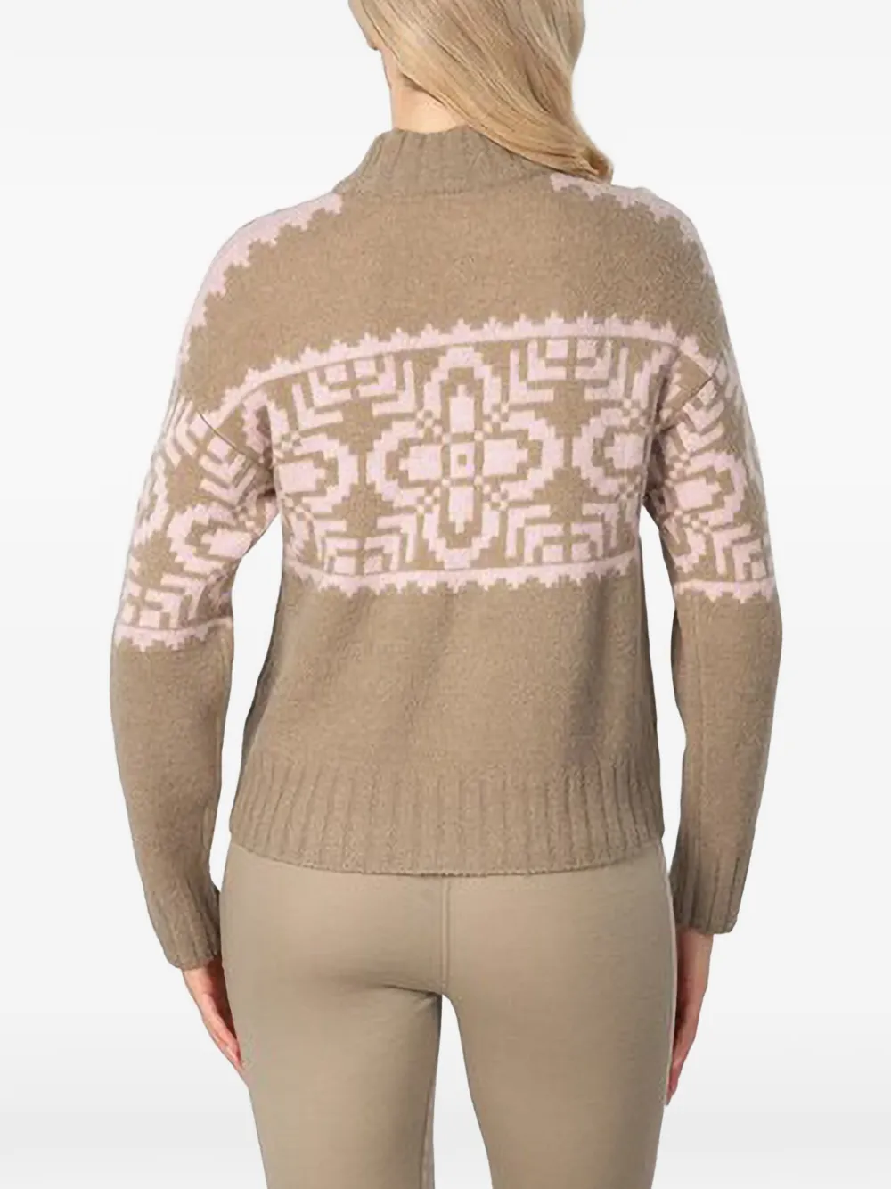 Kari Traa Disa fair isle gebreide trui met hoge hals Beige