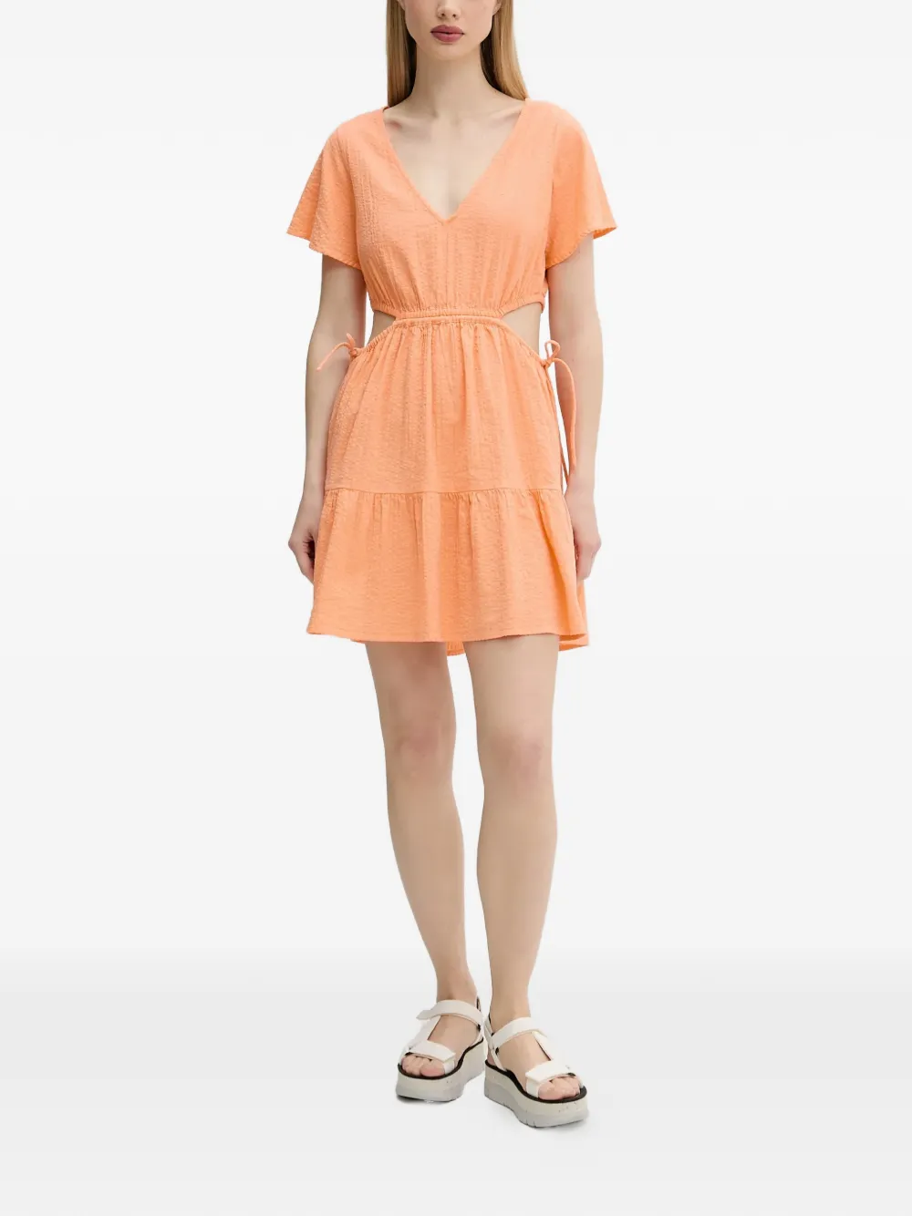Rip Curl Cala Vadella cut-out tiered mini dress - Orange