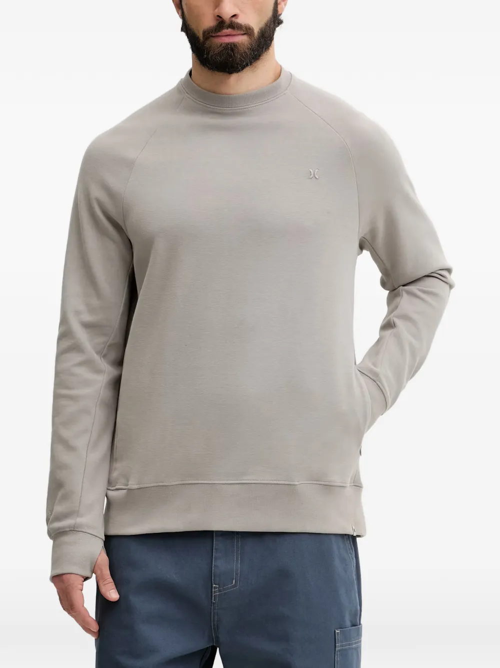 Hurley 로고 자수 래글런 소매 스웨트셔츠 | 그레이 | Image 1