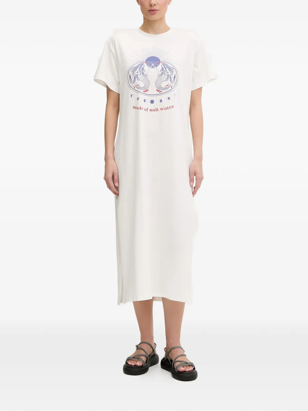Hurley graphic-print side-slit midi dress - Bianco