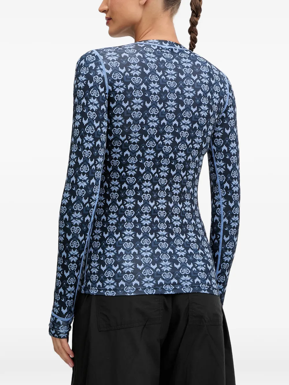 Kari Traa Fryd basislaag met lange mouwen en fair isle patroon Blauw