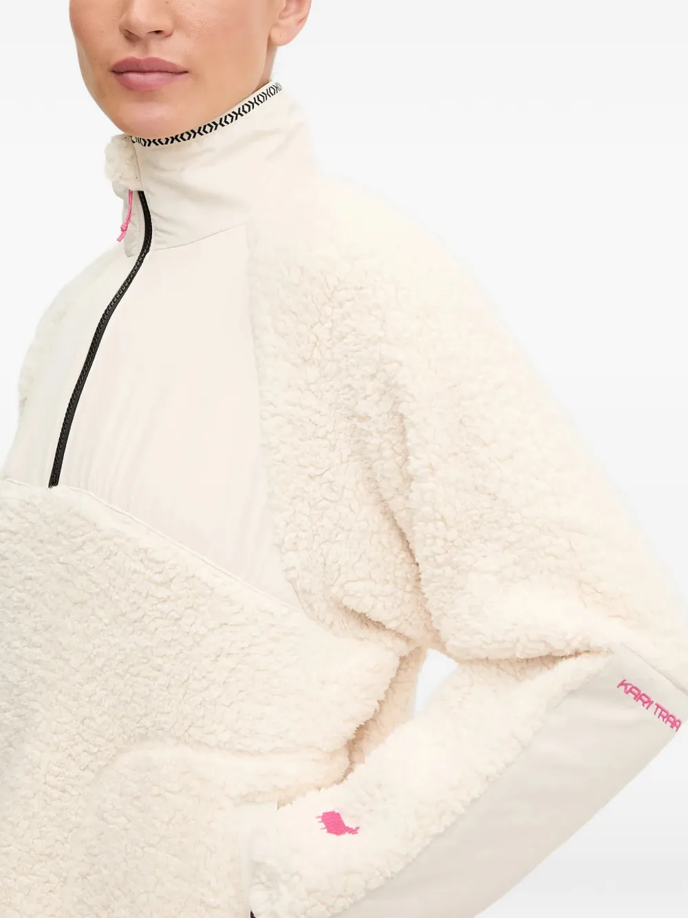 Kari Traa Olivia sweater met fleece textuur en vlakken Beige