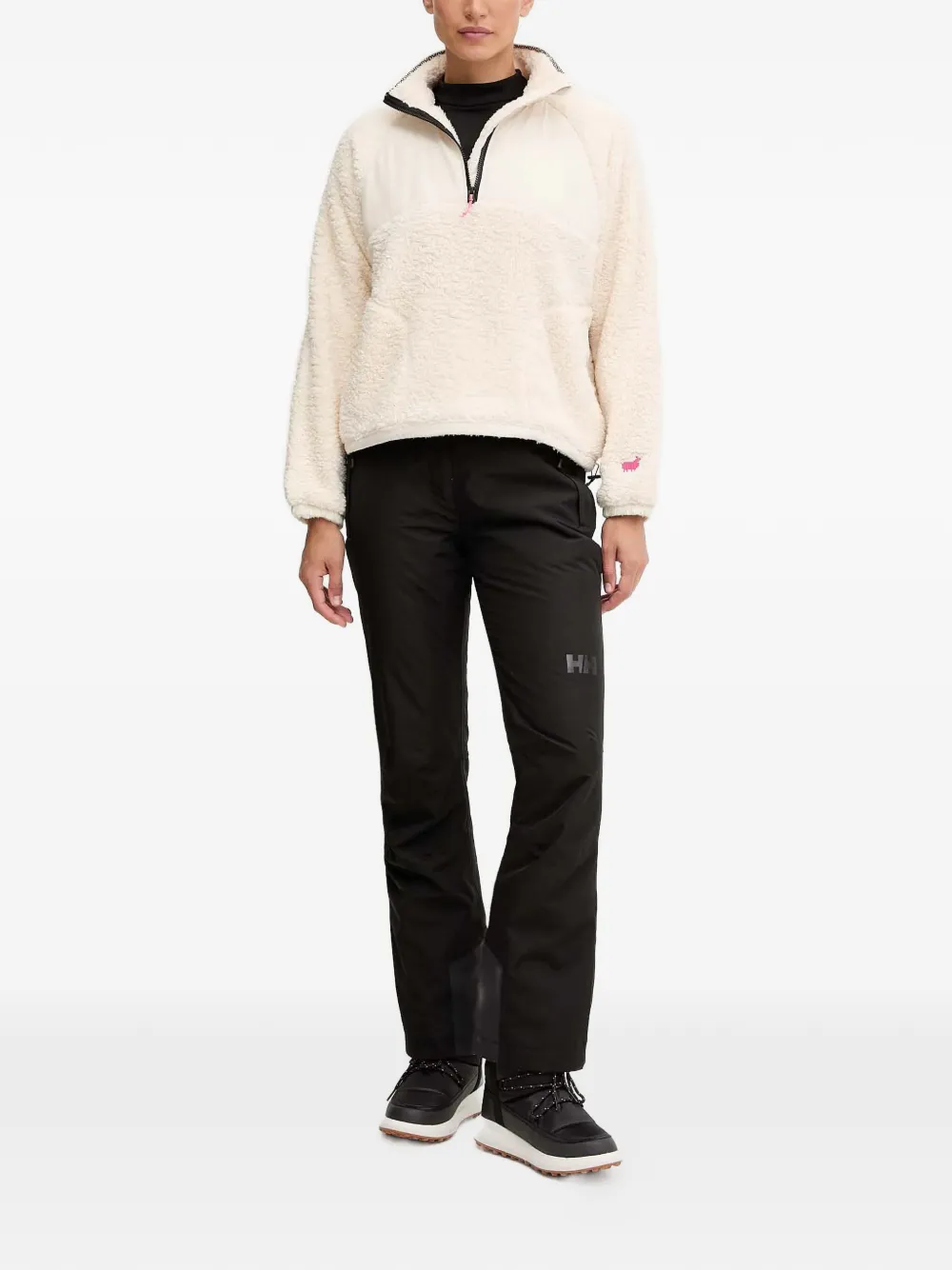 Kari Traa Olivia sweater met fleece textuur en vlakken Beige