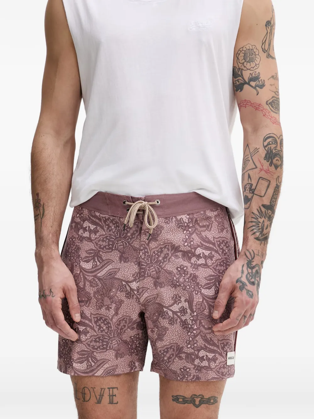 Hurley paisley-print side-stripe swim shorts