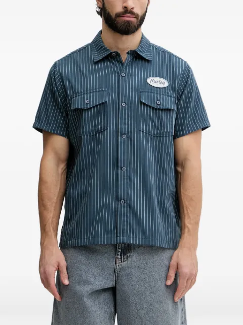 Hurley pinstriped logo-patch shirt