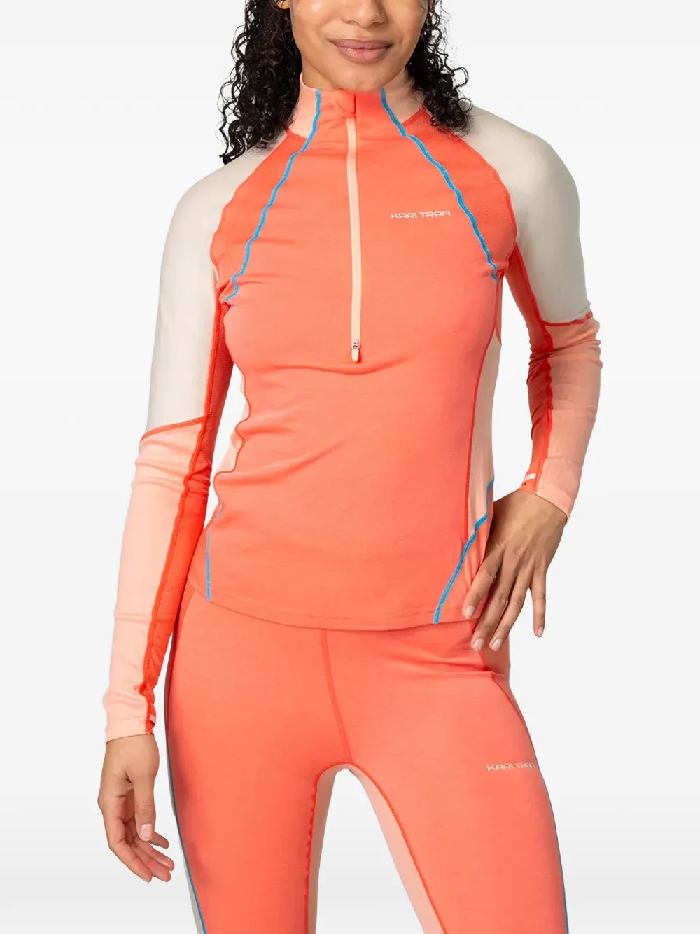 Kari Traa panelled half-zip top - Arancione