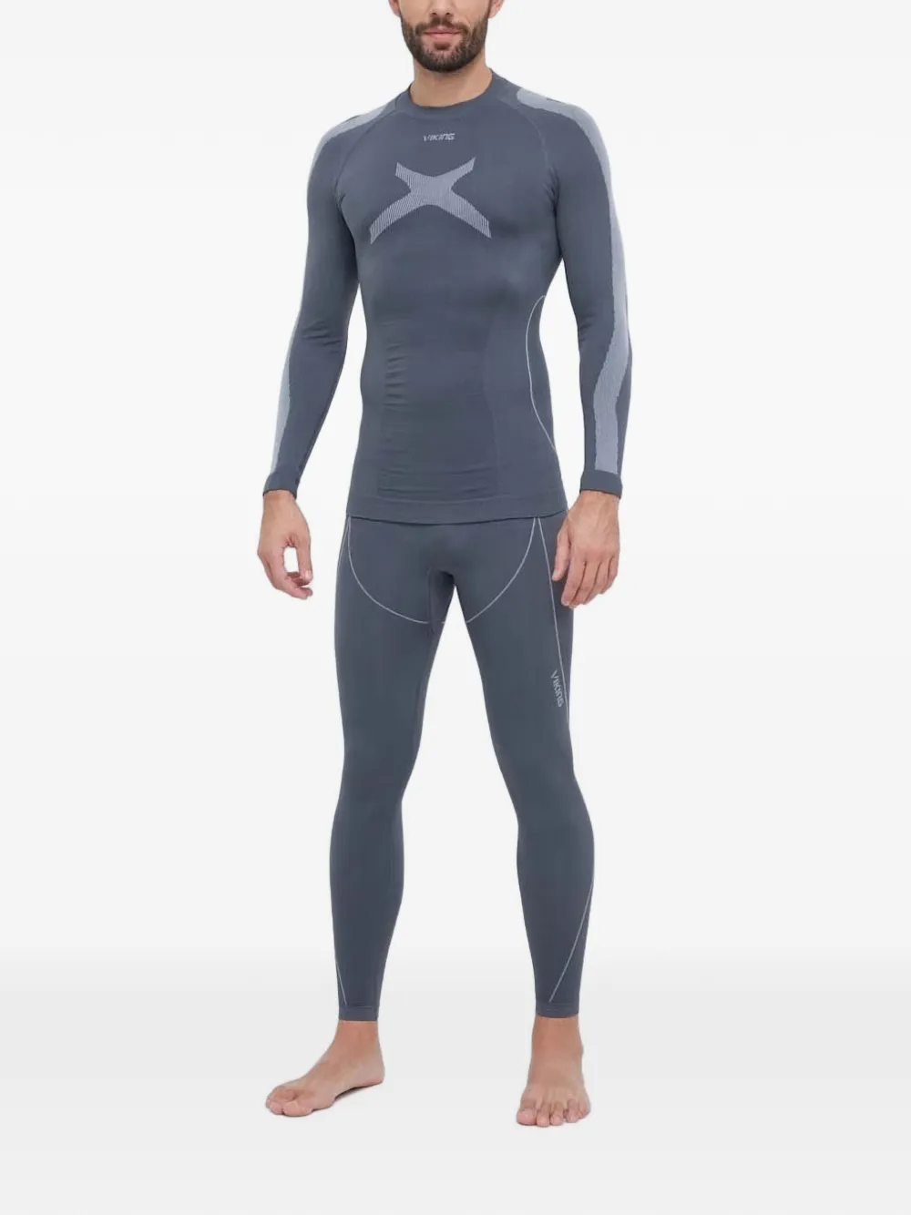 Viking Tweedelige naadloze compressieskiset Grijs