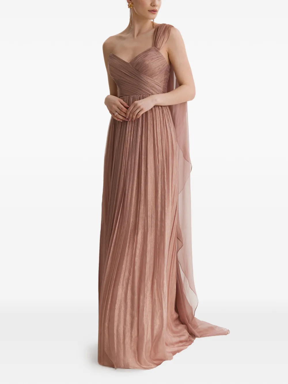 FRAMBOISE Neem one-shoulder pleated maxi dress - Rosa