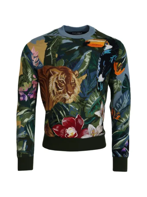 Dolce & Gabbana embroidered tropical-pattern sweater